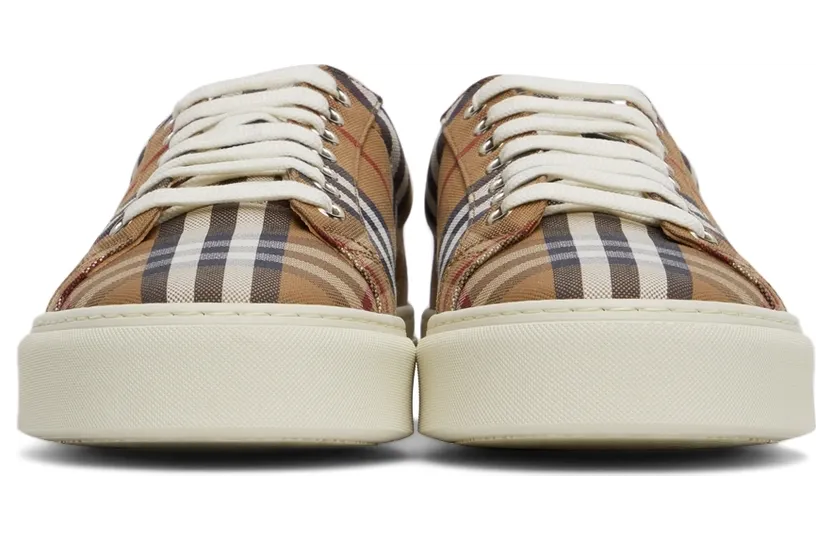 Burberry Brown Check Canvas & Calfskin Sneakers (8048156) (2)