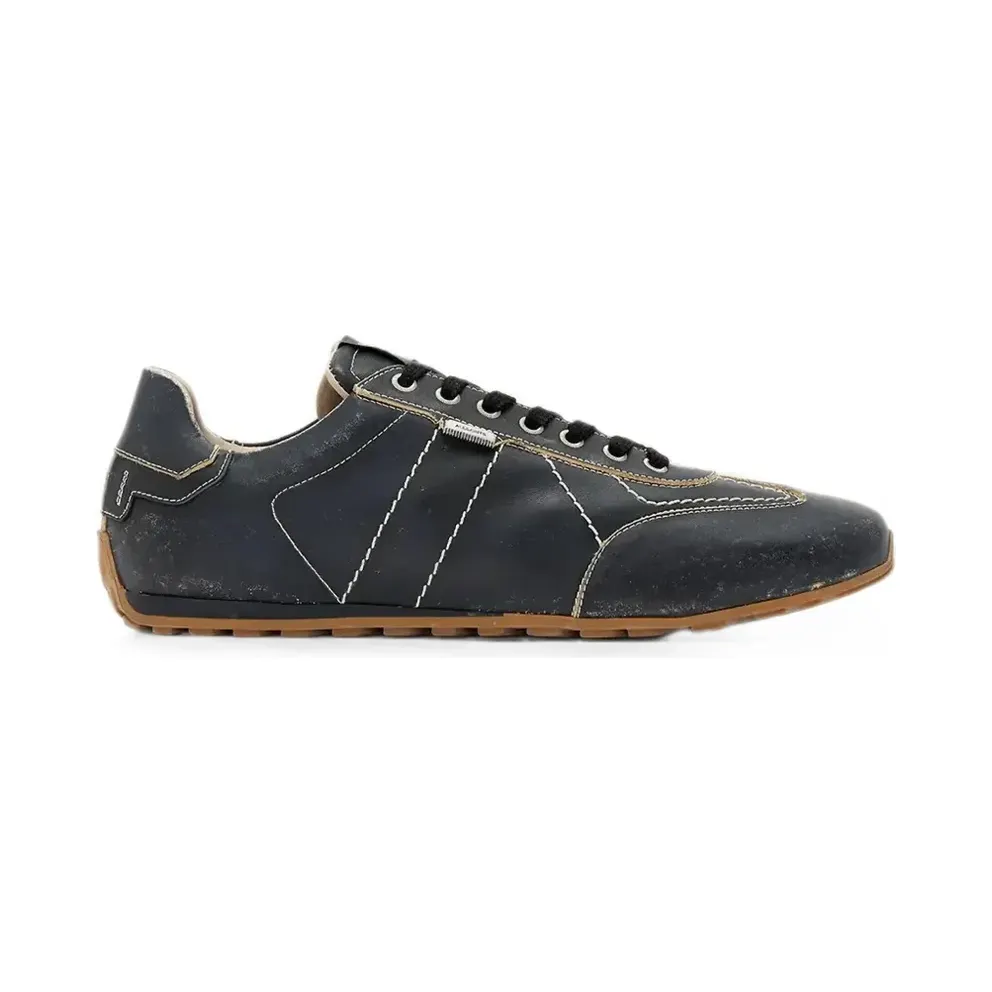 AllSaints Liam leren with contrasterende stiksels – Black (M043FE)