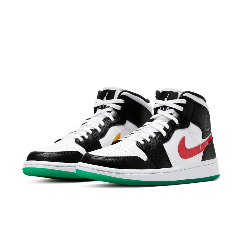 Air Jordan Womens Nike AJ I 1 Mid ‘Alternate Swooshes’ Red Yellow (2020) (BQ6472-063)