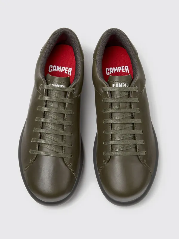 Camper Pelotas Soller Low-Top in Smooth Leather with Embossed Rear Logo Green (K101003-014PELOTASSOLLER0)