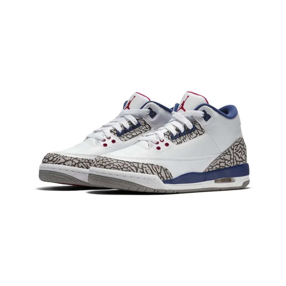Jordan 3 Retro True Blue 2016 (GS) White/True Blue-Varsity Red (854261-106)