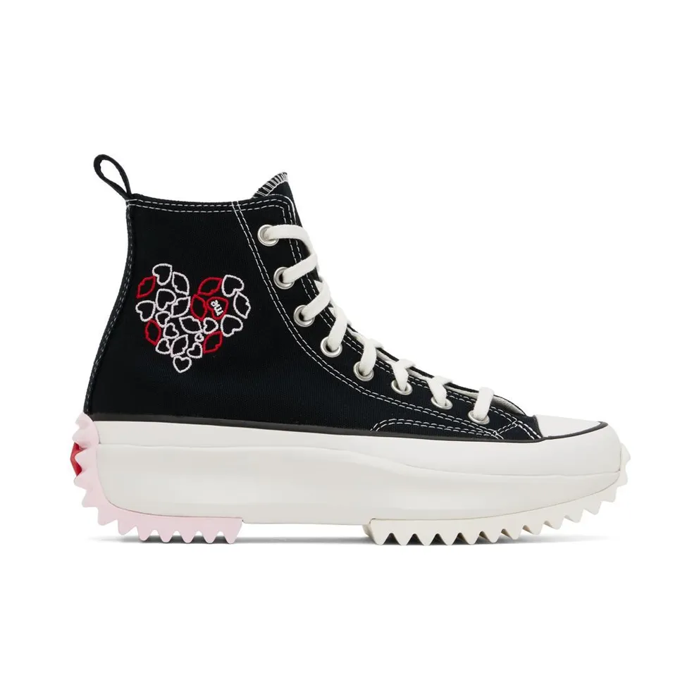 Converse Run Star Hike Platform Embroidered Hearts Black/University Red (A01598C)