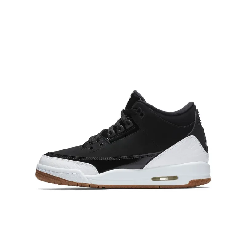Jordan  3 Retro Black White Gum (GS) Black/White-Gum Medium Brown (441140-022)