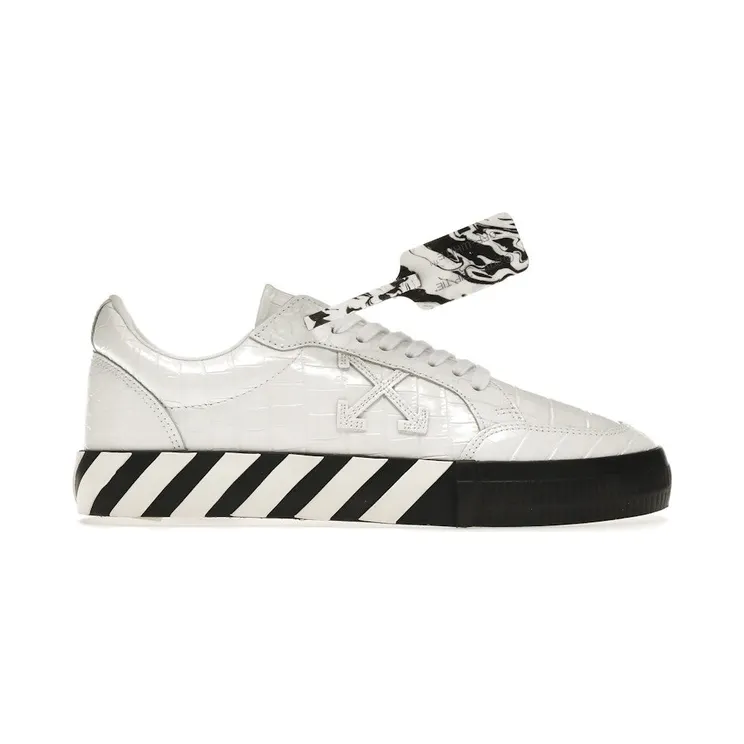 OFF-WHITE Vulc Low Croco Leather White Black (OMIA085F21LEA0090101)