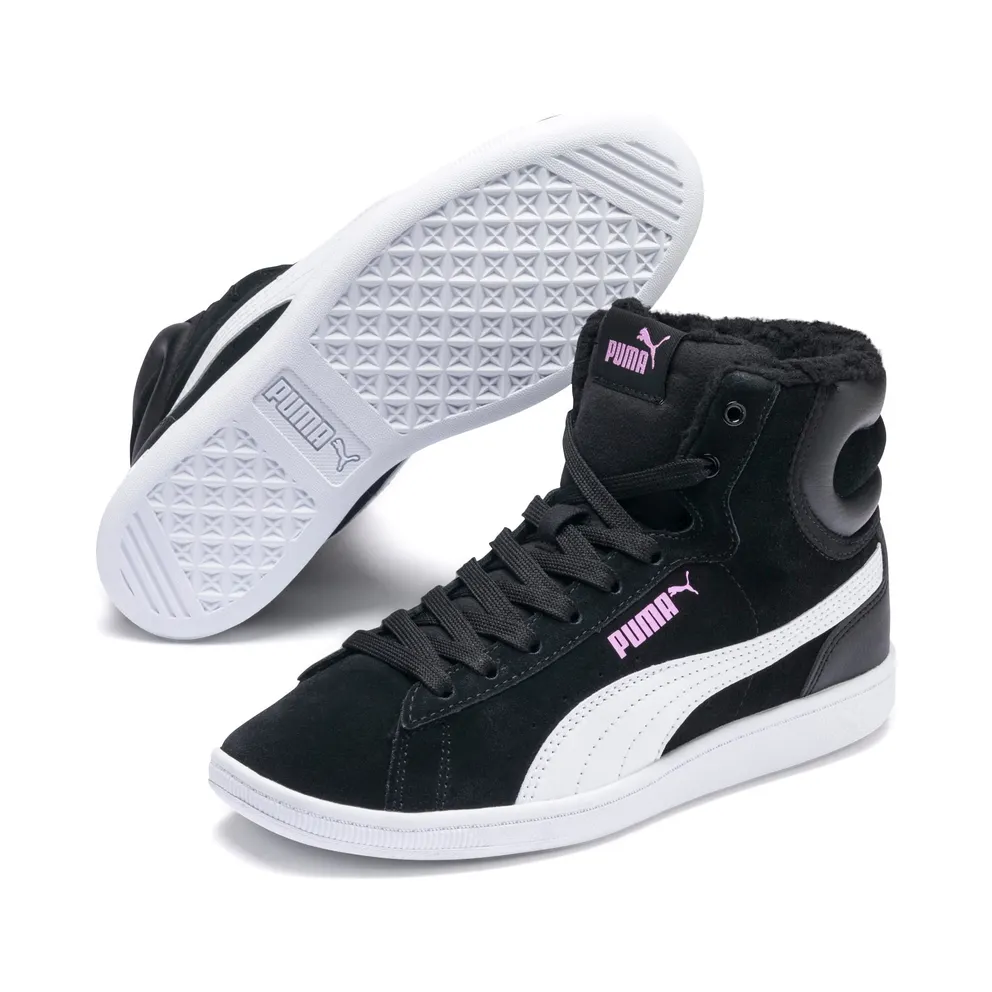 Puma Vikky Mid Fur hoge Kids’ Shoes White/Black (366854-01)