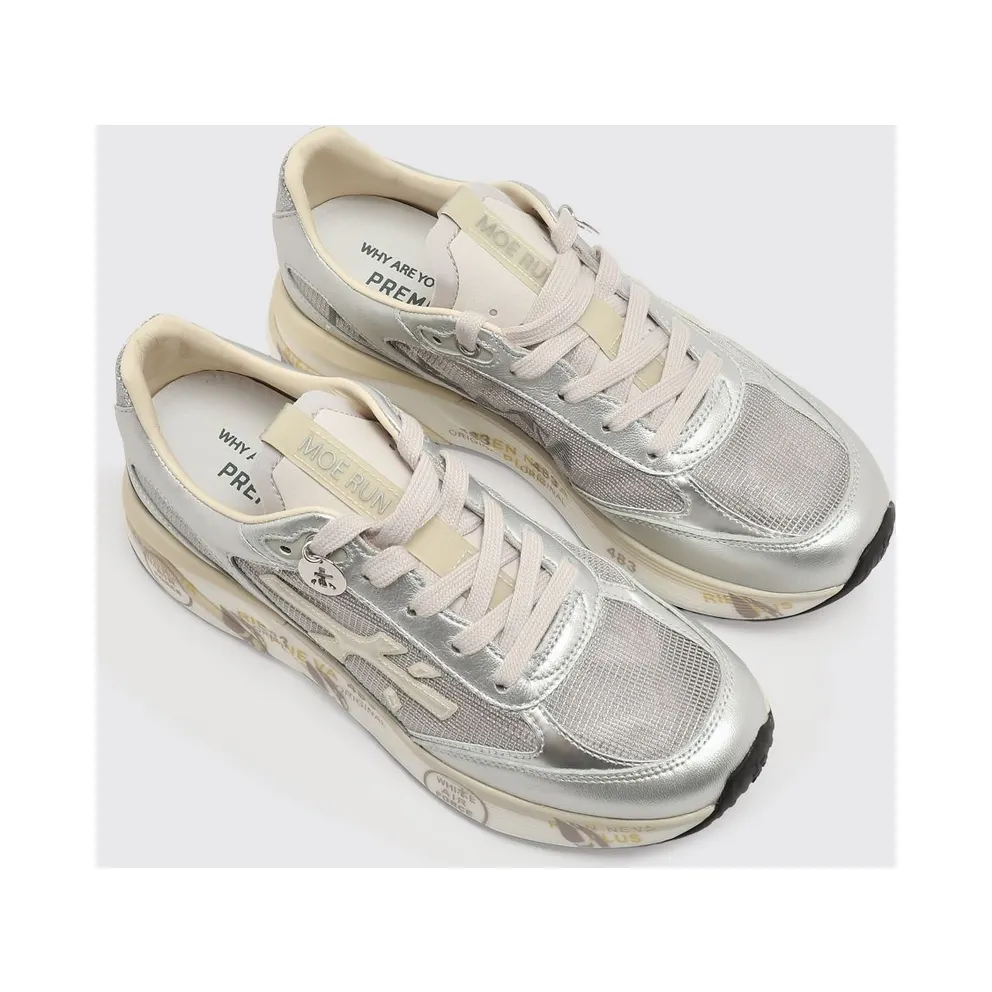 Premiata Moerund Laminated Leather and Mesh Silver (MOERUND8084)