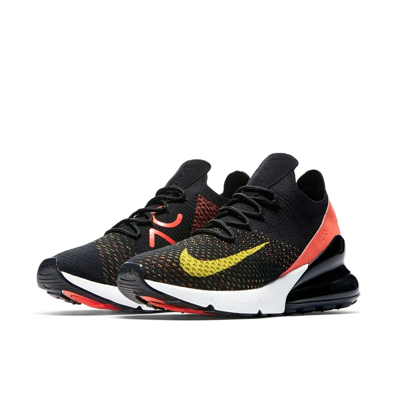 Nike Air Max 270 Flyknit Black Bright Crimson Yellow Strike (W) Black/Bright Crimson-Yellow Strike (AH6803-003)
