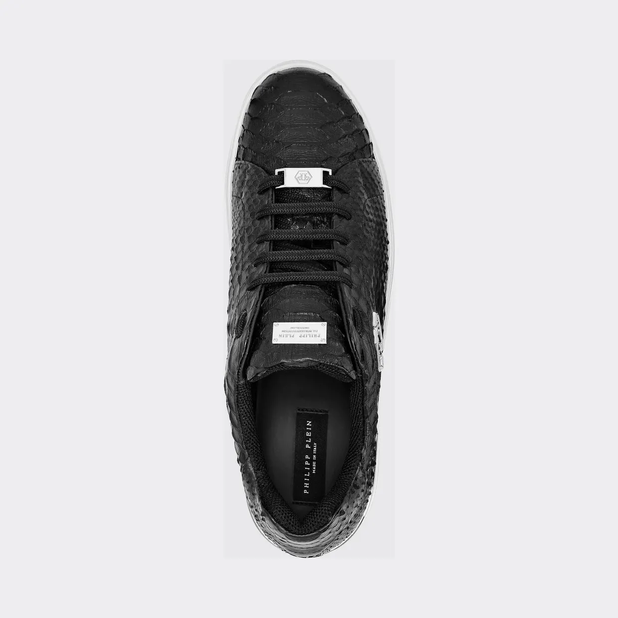 Philipp plein Python Print Leather Sneakers with Hexagon Black (FAASMSC3155PLE029P02) (2)