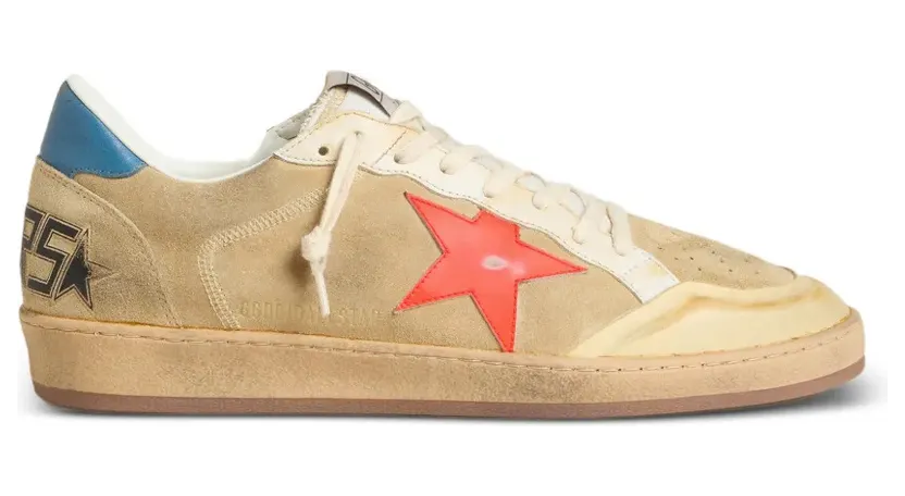 Golden Goose Ball Star aus Wildleder mit Lederstern und Fersenlasche aus Nappaleder – Nude (GMF00117F007996)