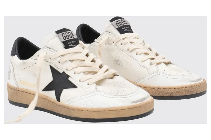 Golden goose Ball Star Crackle Leather Low-Top with Distressed Effect White (GWF00117F00377110283)