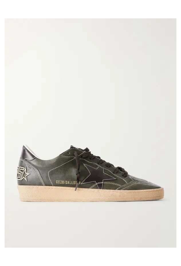 Golden Goose Ball Star Distressed Leather Dark green (GMF00117.F008725)