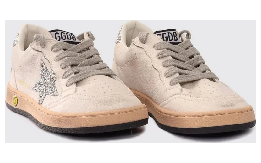 Golden goose Boy’s Ball Star in Leather and Glitter Fabric White (GYF00439F00482680185)