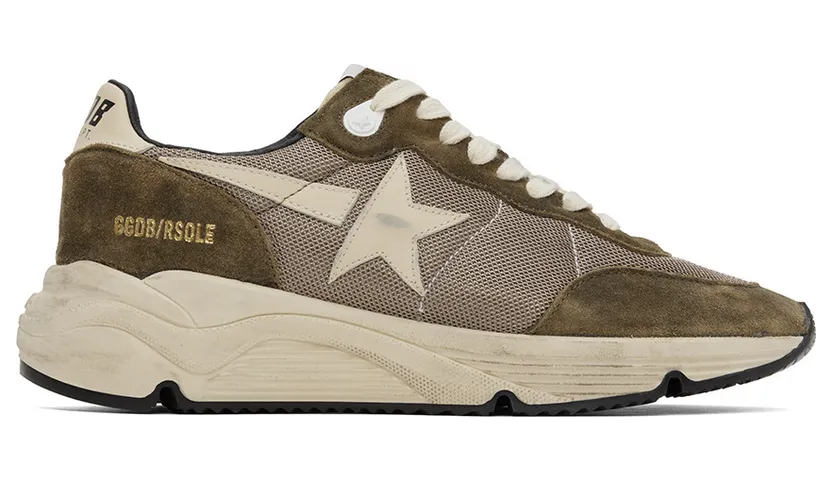 Golden Goose Khaki & Beige Running Sole Low-Top (GMF00272.F003249.35812)