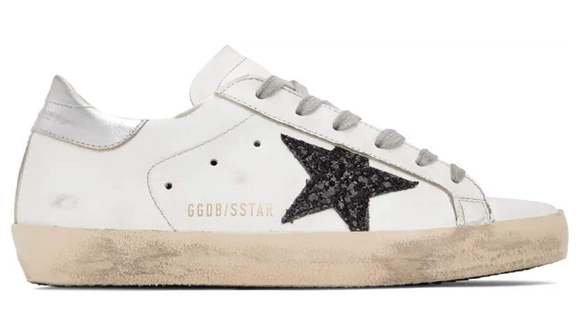 Golden Goose SSENSE Exclusive White & Black Glitter Superstar (F00101.F001213.10238)