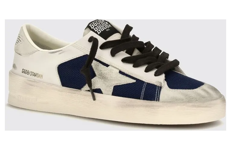 Golden goose Stardan Leather and Mesh with Distressed Effect Navy (GMF00128F00875951137)
