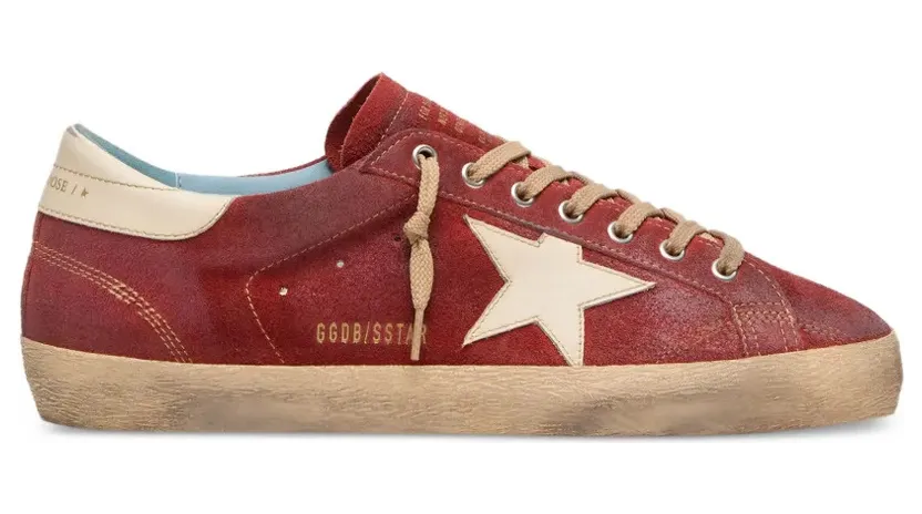 Golden Goose Super-Star aus rotem Wildleder mit cremefarbenem Lederstern (GMF00101F008577)