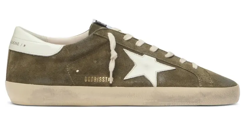 Golden Goose Super-Star aus Wildleder mit Lederstern – Green (GMF00101F008925)
