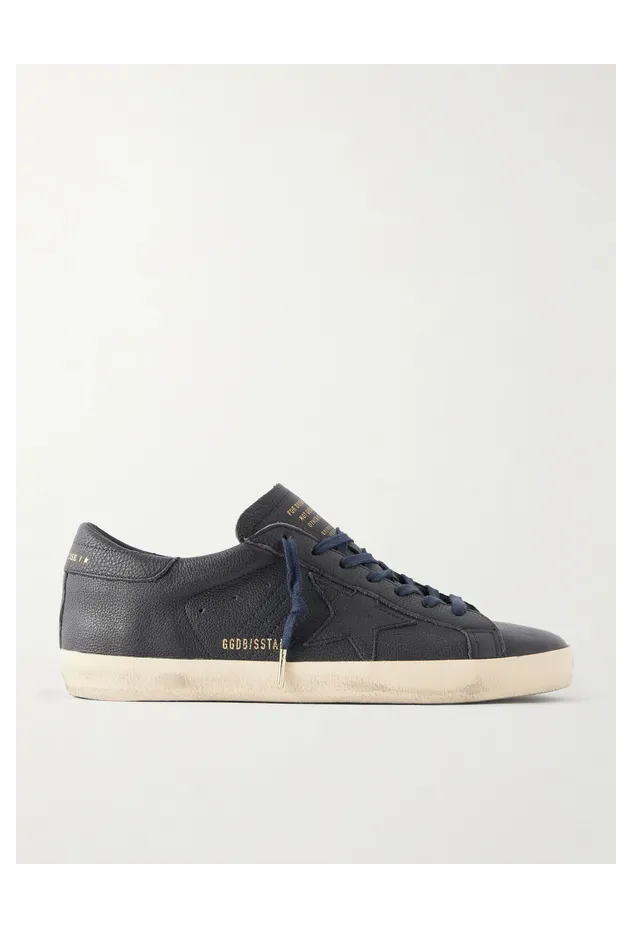 Golden Goose Super-Star Distressed Full-Grain Leather Navy (GMF00101.F008887)