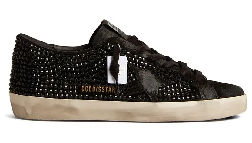 Golden Goose Super-Star in Black suède with Swarovski kristallen (GWF00174F006317)