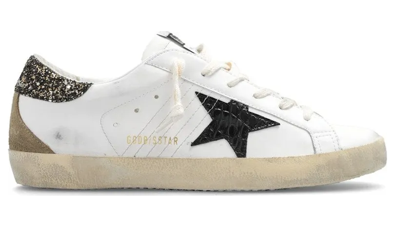 Golden Goose Super-Star White Black Croc Glitter (GWF00102.F004775.11551)