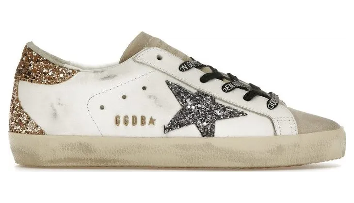 Golden Goose Super-Star White Silver Gold Glitter (GWF00102.F005358.82532)