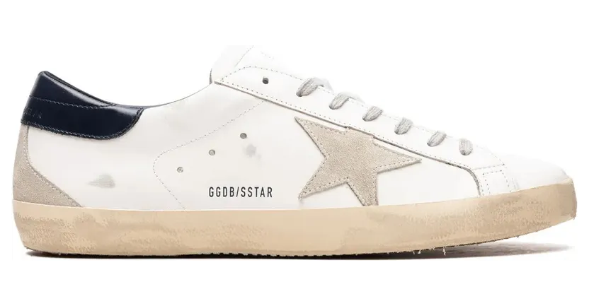 Golden Goose Super-Star with suède ster and Blue hiellus – White (GMF00102F000311)