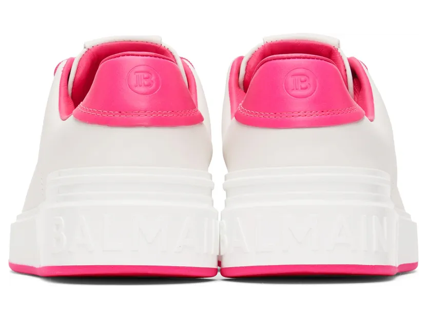 Balmain White & Pink B-Court Sneakers (XN1VI690LVTA) (4)