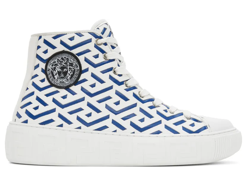 Versace Black & White La Greca Sneakers (DSU8403 1A04183)