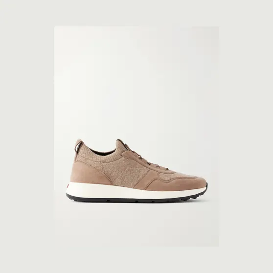 Tod’s Suede-Trimmed Wool-Knit Sneakers Beige (XXM79K0KN80VKM)