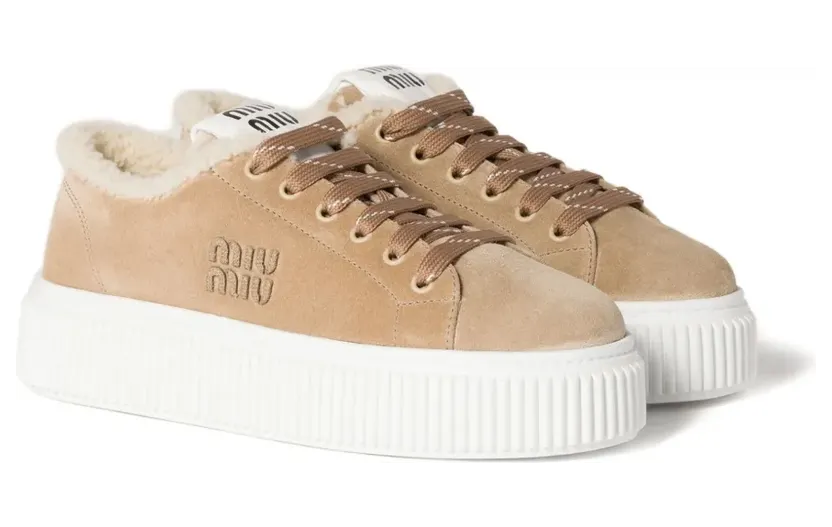 Miu Sneakers met geborduurd logo – Beige (5E389EFZF05Z0G)