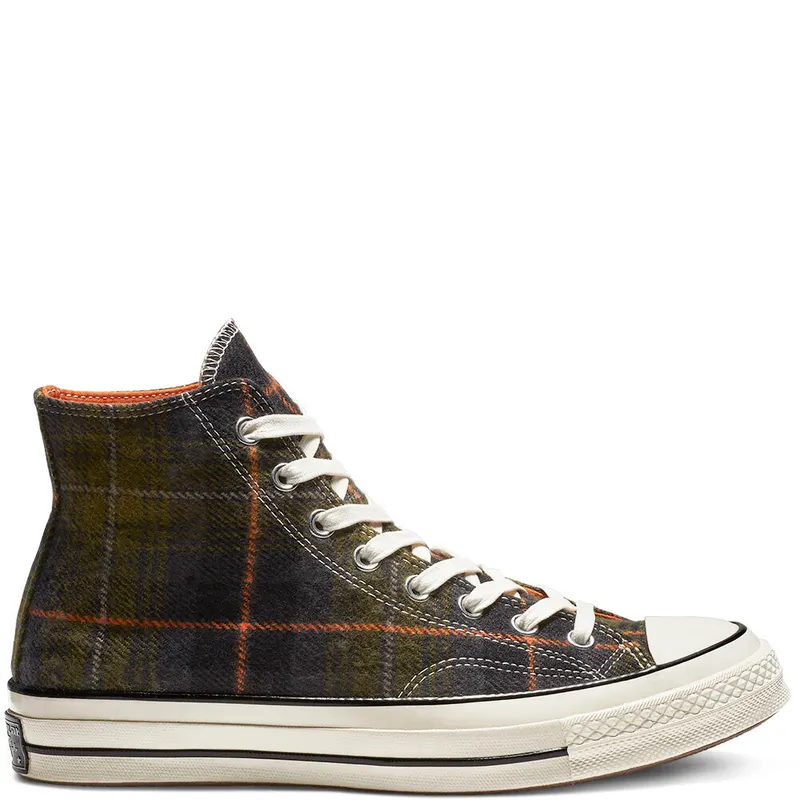 Converse Chuck Taylor All-Star 70s Hi Plaid Pack Medium Olive Medium Olive/Campfire Orange-Egret (162404C)