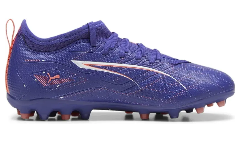 Puma Ultra 5 Match MG Fußballschuhe Kinder 01 – lapis lazuli/puma white/sunset glow 38 für Kinder, blau, Größe 28 EU / 10 Kids UK (108098)