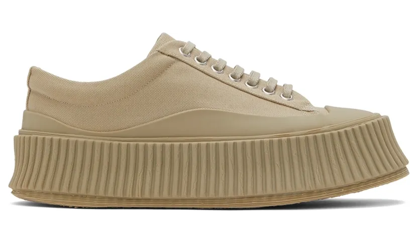 Jil Sander Beige Canvas Platform Sneakers (JS38133A_15102)