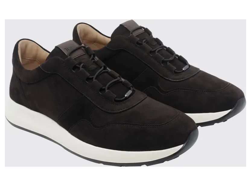 Tod’s Red Dot Suede Calfskin Slip-On Sneakers with Elasticated Laces Brown (XXM79K0IP51U7Z0ZQ7)
