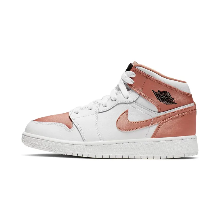 Air Jordan 1 Mid GS “White / Black / Rose Gold” (555112-190)