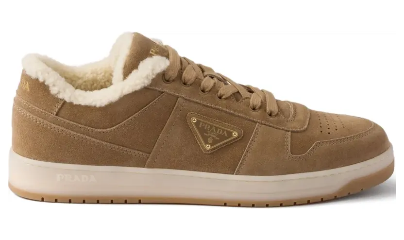 Prada Downtown Sneakers aus Wildleder – Nude (2EE364FA0003AZB)