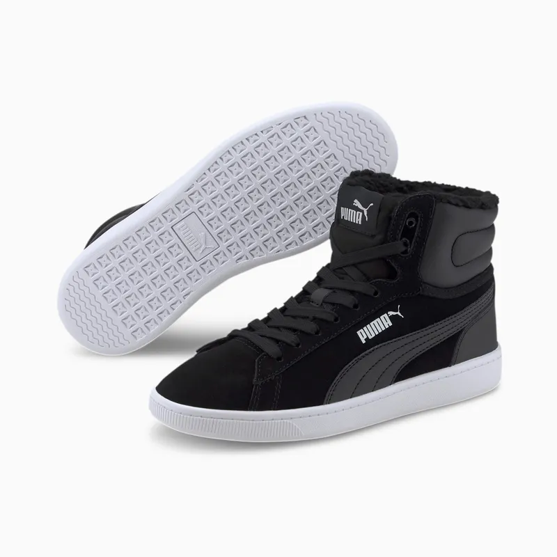 PUMA Vikky V2 Mid Fur Youth Black/White (370622-03)