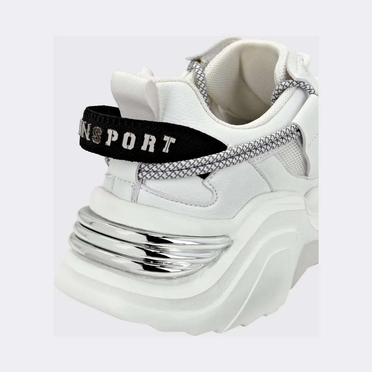 Plein Sport Lace-Up Low-Top Sneakers in Mesh with a Branded Pull-Tab White (AABSUSC0351STE003N01) (2)