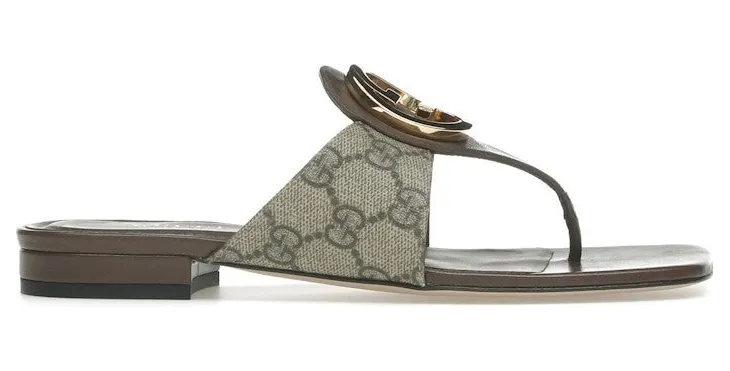 Gucci Blondie Thong Canvas Sandals Ebony (752659 9I650 9769)