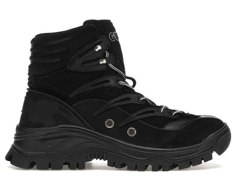 Gucci Contrast-Panel Lace-Up Boot Black (698779 2KD20 1000)