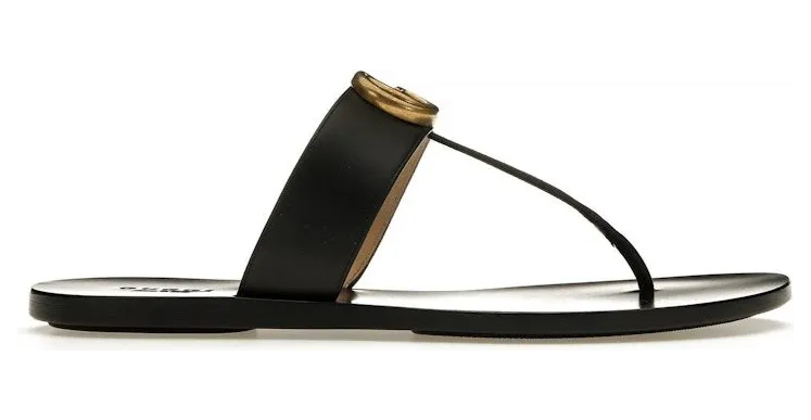 Gucci Double G Thong Sandal Black Leather (497444 A3N00 1000)