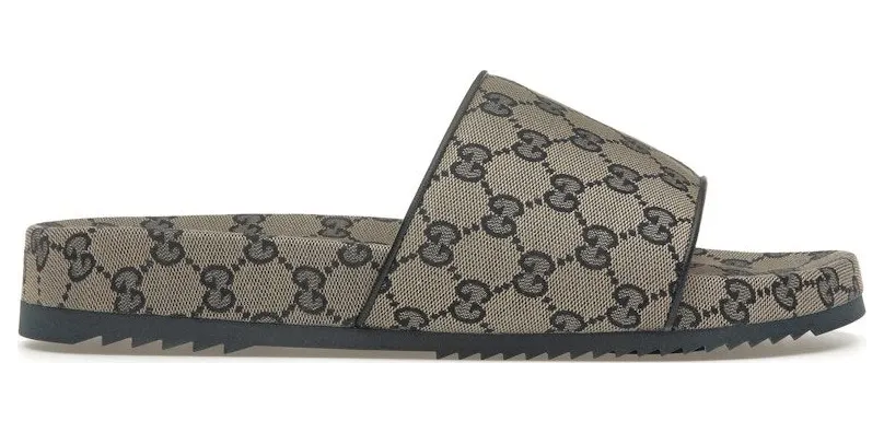 Gucci GG Slide Sandal Beige Blue Monogram (692951 2HK60 4061)
