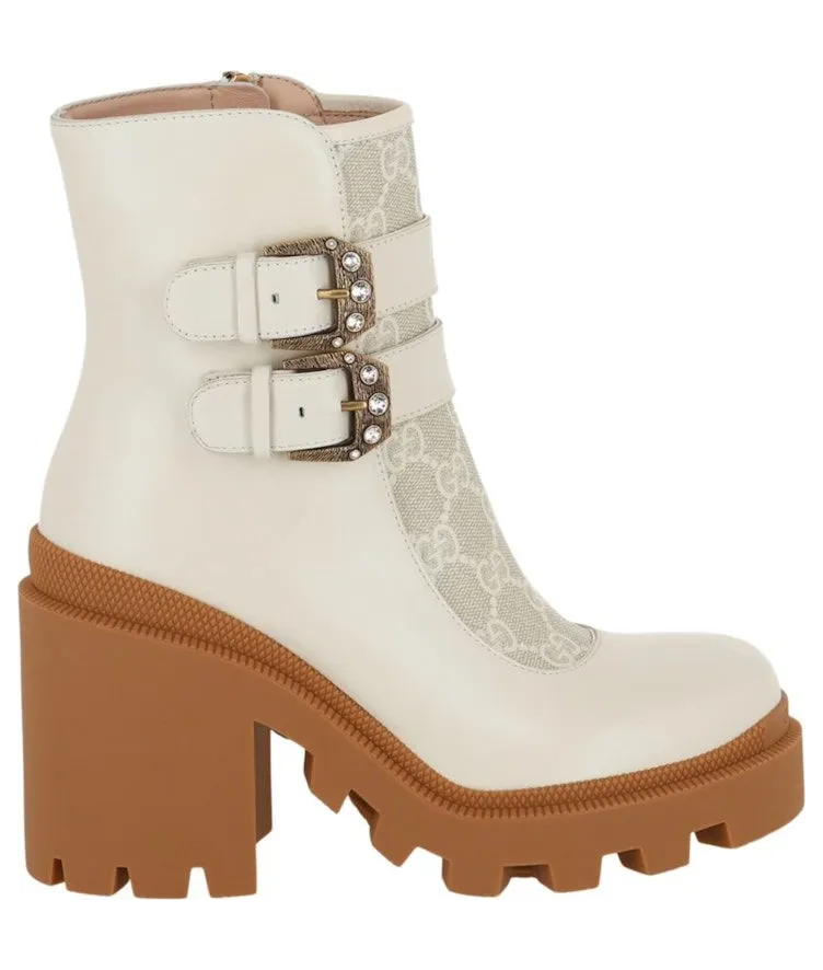 Gucci GG Supreme Ankle Accent Ankle Boots White (701100-UVV30-9078)