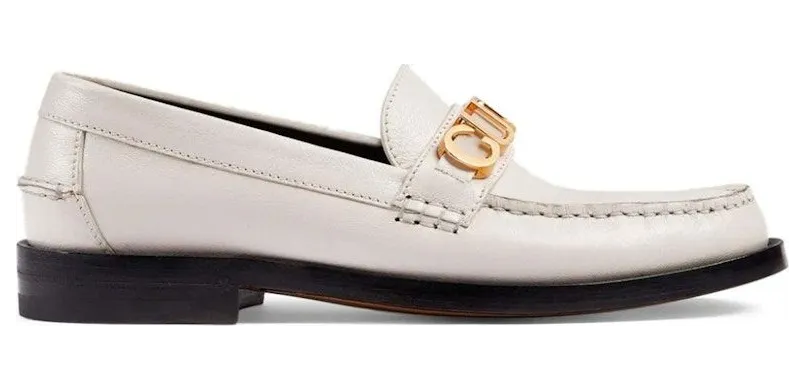 Gucci Logo Plaque Loafer White Leather (700036 D3V00 9022)