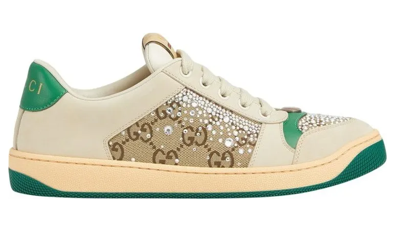 Gucci Screnner Ivory Green Crystals (812041 AAEB2 9541)