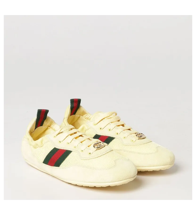 Gucci Shift Low-Top Suede and Mesh with Web Stripe Beige (857963AAF1Z7552)