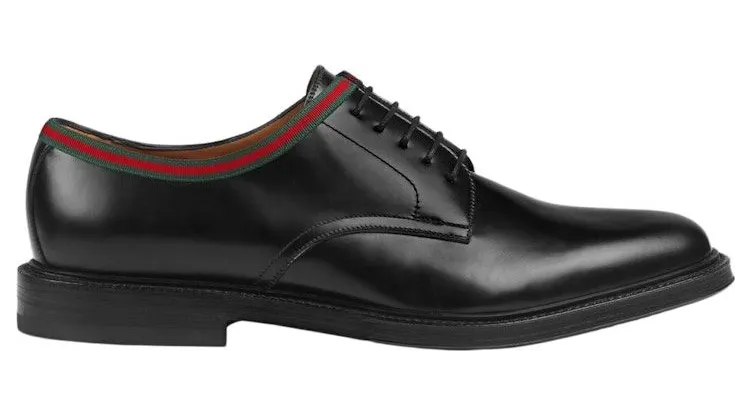 Gucci Web Lace Up Black Leather (_472749 AZM30 1060)