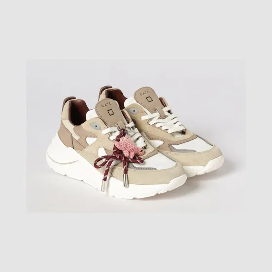 D.A.T.E D. A.T. E. Suede and Linen Fuga Sneakers Yellow Cream (W441FGLIHB)