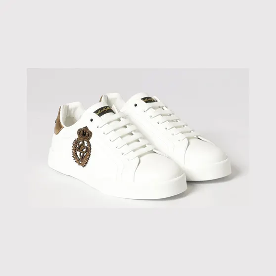 Dolce & Gabbana Portofino Leather Sneakers with Embroidery White (CS2330AH1368I047)