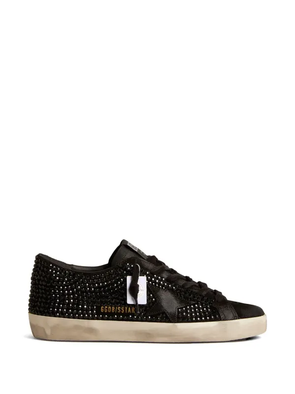 Golden Goose Super-Star sneakers in Black suède with Swarovski kristallen (GWF00174F006317)